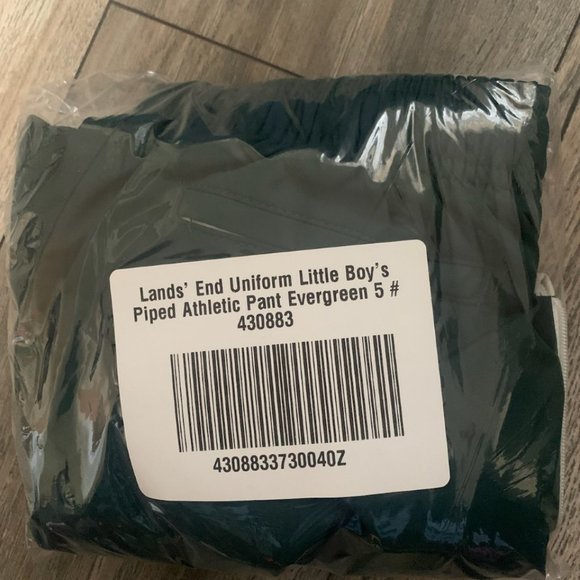 NWT LANDS' END UNIFORM LITTLE BOY'S PIPED ATHLETIC PANTS EVERGREEN 5 (4-5 YEARS) - Picture 7 of 10